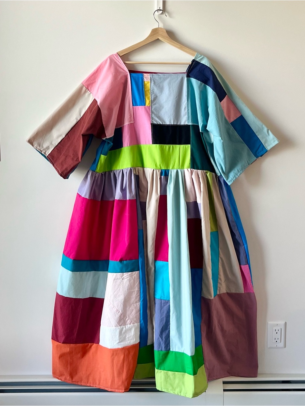 Handmade Quilted Patchwork Colorblock Dress SKU 05034 - Picture 15 of 16